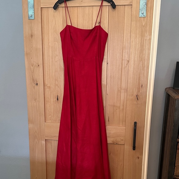 Reformation Monette Dress Red Lipstick Midi Spaghetti Strap Size 6 - Picture 5 of 8